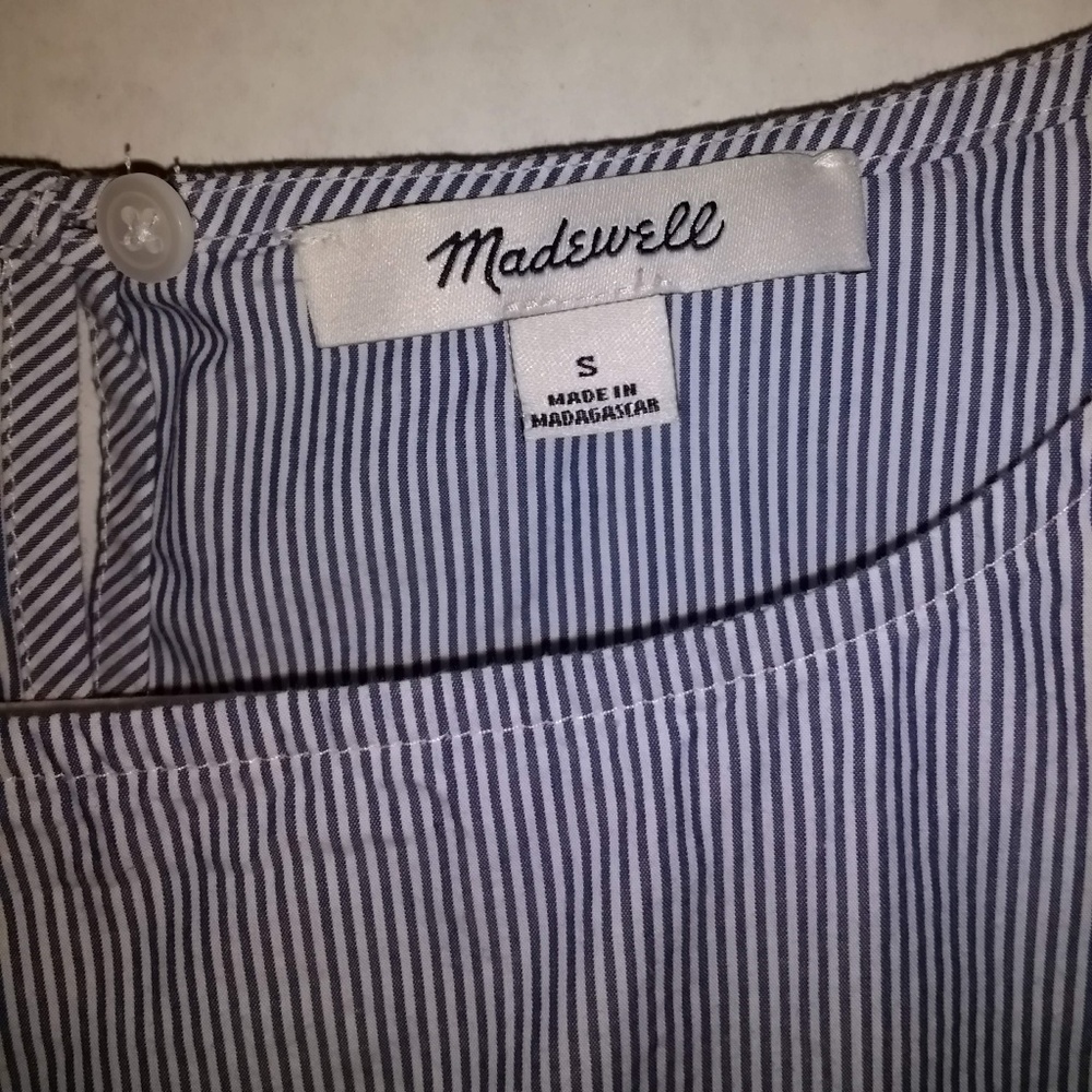 Madewell Blue Pinstripe Bell Sleeve Top - S - Picture 3 of 4